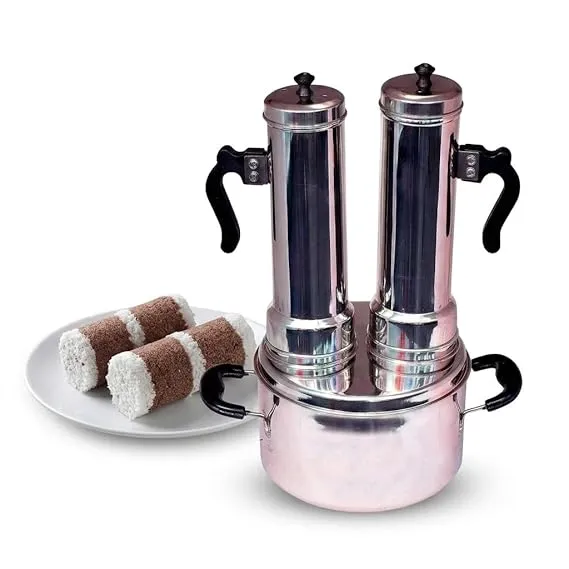 Nakshathra Stainless Steel Puttu Maker with Steamer, Puttu Kudam, 2 Puttu Pipe & Free One Extra Pipe